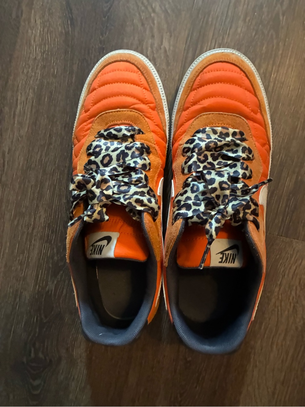 Nike Orange Sneakers with Leopard-Print Laces